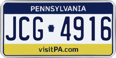 PA license plate JCG4916