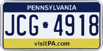 PA license plate JCG4918