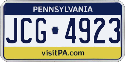 PA license plate JCG4923