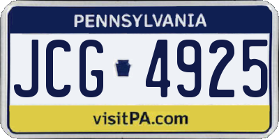 PA license plate JCG4925