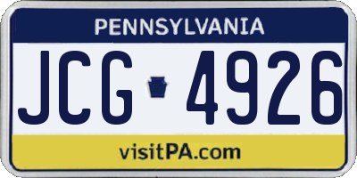 PA license plate JCG4926