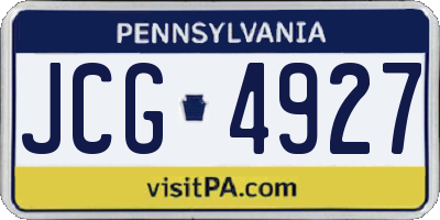 PA license plate JCG4927