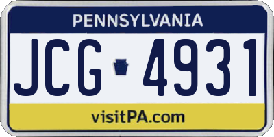 PA license plate JCG4931