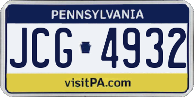 PA license plate JCG4932