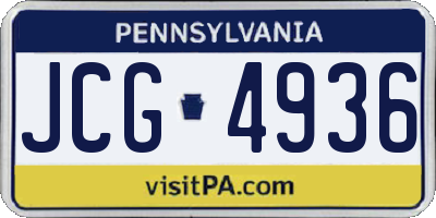 PA license plate JCG4936
