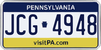 PA license plate JCG4948
