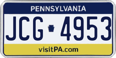 PA license plate JCG4953