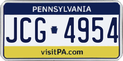 PA license plate JCG4954