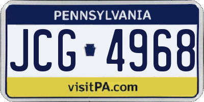 PA license plate JCG4968
