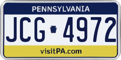 PA license plate JCG4972