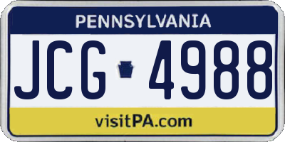 PA license plate JCG4988