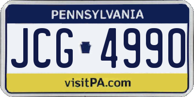 PA license plate JCG4990