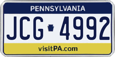 PA license plate JCG4992