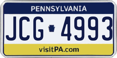 PA license plate JCG4993