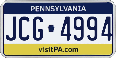 PA license plate JCG4994