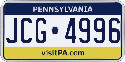 PA license plate JCG4996