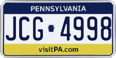 PA license plate JCG4998
