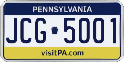PA license plate JCG5001