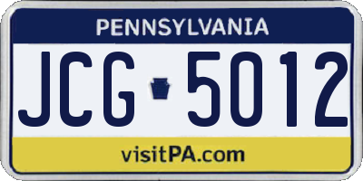 PA license plate JCG5012