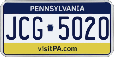 PA license plate JCG5020