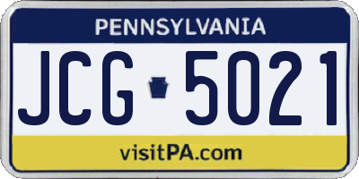 PA license plate JCG5021