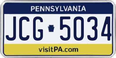 PA license plate JCG5034