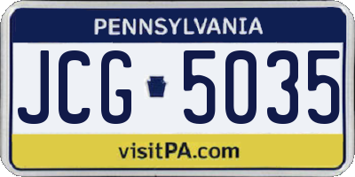 PA license plate JCG5035