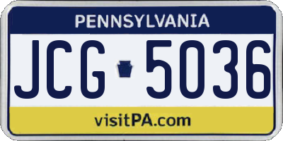 PA license plate JCG5036