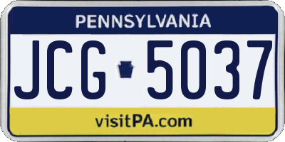 PA license plate JCG5037