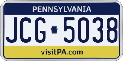 PA license plate JCG5038