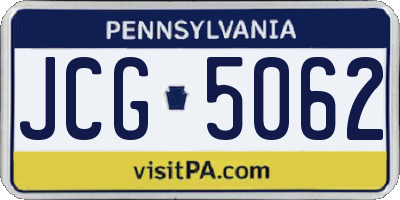 PA license plate JCG5062