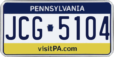 PA license plate JCG5104
