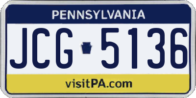 PA license plate JCG5136