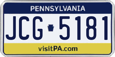 PA license plate JCG5181