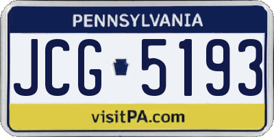 PA license plate JCG5193