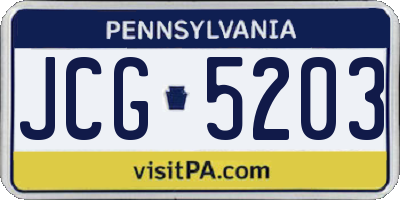 PA license plate JCG5203