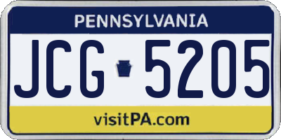 PA license plate JCG5205