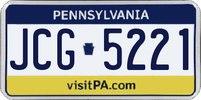 PA license plate JCG5221