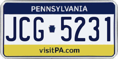 PA license plate JCG5231