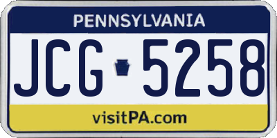 PA license plate JCG5258