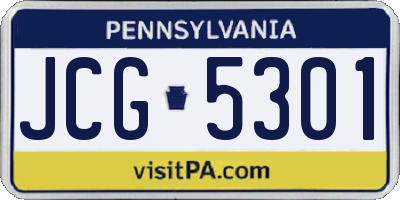 PA license plate JCG5301