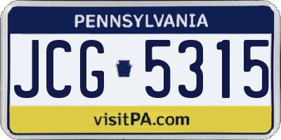PA license plate JCG5315