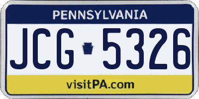 PA license plate JCG5326