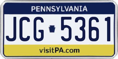 PA license plate JCG5361