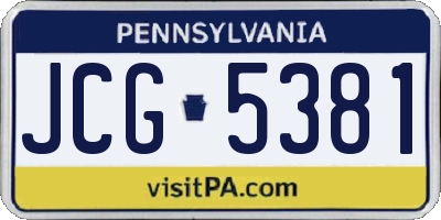 PA license plate JCG5381