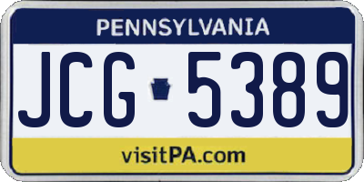 PA license plate JCG5389