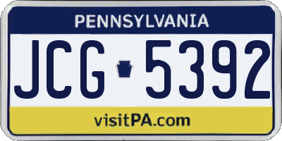PA license plate JCG5392