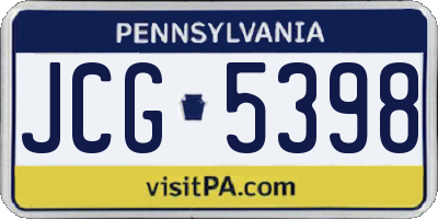 PA license plate JCG5398
