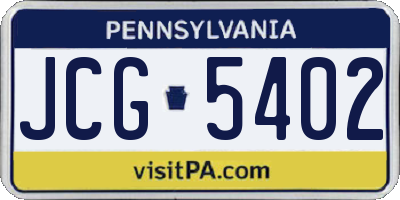 PA license plate JCG5402