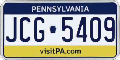 PA license plate JCG5409
